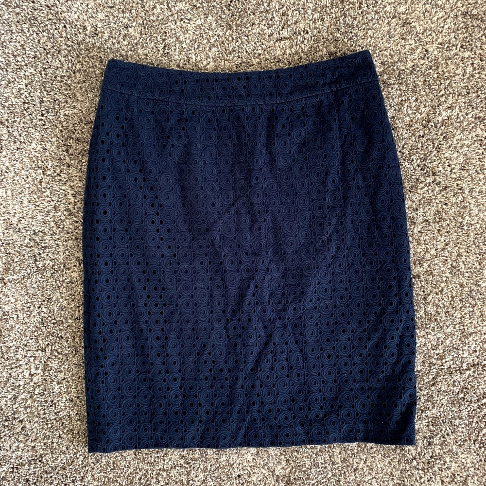 Talbots Navy Eyelet Skirt 10